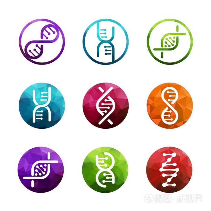 dna 矢量徽标集合隔离.脱氧核糖核酸图标设置.eps10