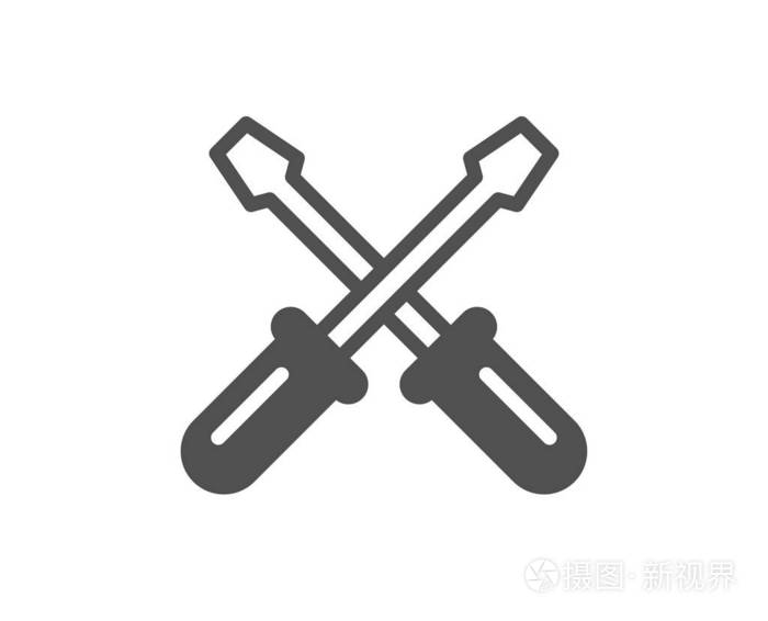 螺丝刀图标维修服务标志固定仪器符号质量设计要素经典风格图标向量
