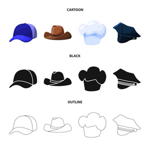 服装和帽子图标的矢量设计。服装和贝雷帽存货的汇集向量例证