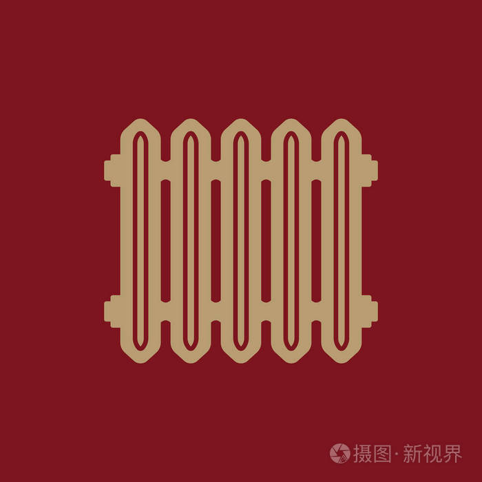 散热器的图标加热器和加热热符号平面设计股票矢量图