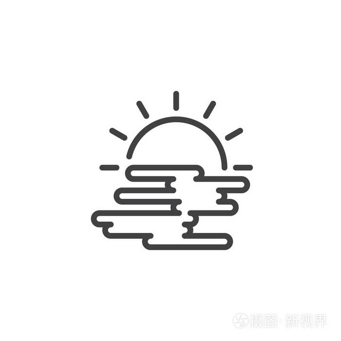雾天气符号标志插图. 可编辑行程