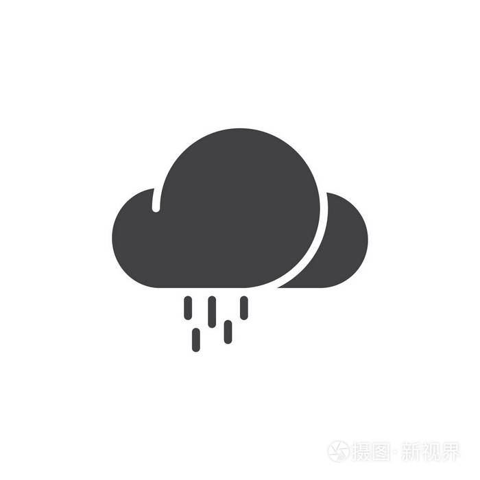 小雨图标矢量填充平面标志固体象形文字隔离在白色上.