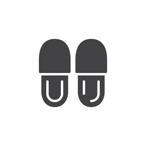 拖鞋图标矢量填充平面标志固体象形文字隔离在白色上。 符号标志插图。
