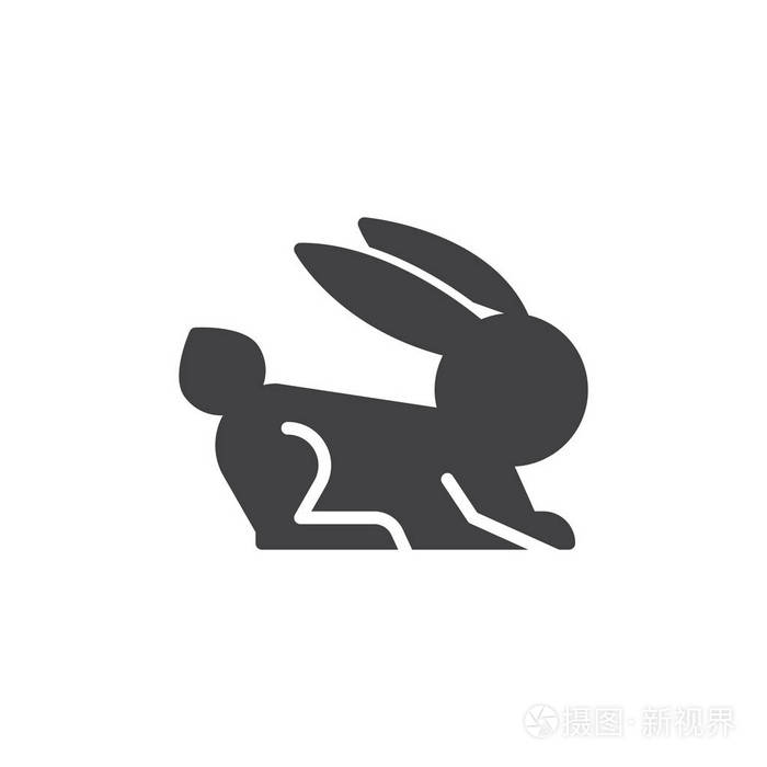 兔子图标矢量填充平面标志固体象形文字隔离在白色上. 符号标志插图.