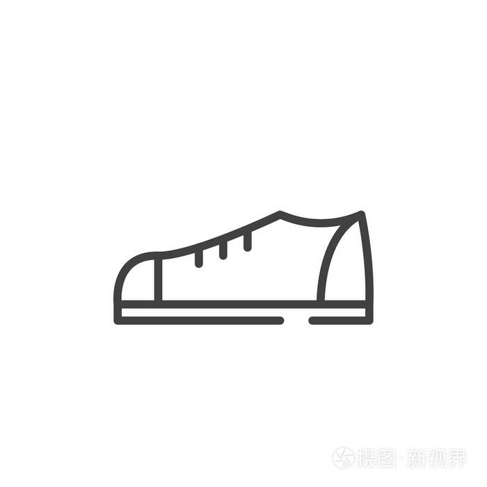 鞋线图标,轮廓矢量符号,线性风格象形孤立在白色上.符号,标志插图.