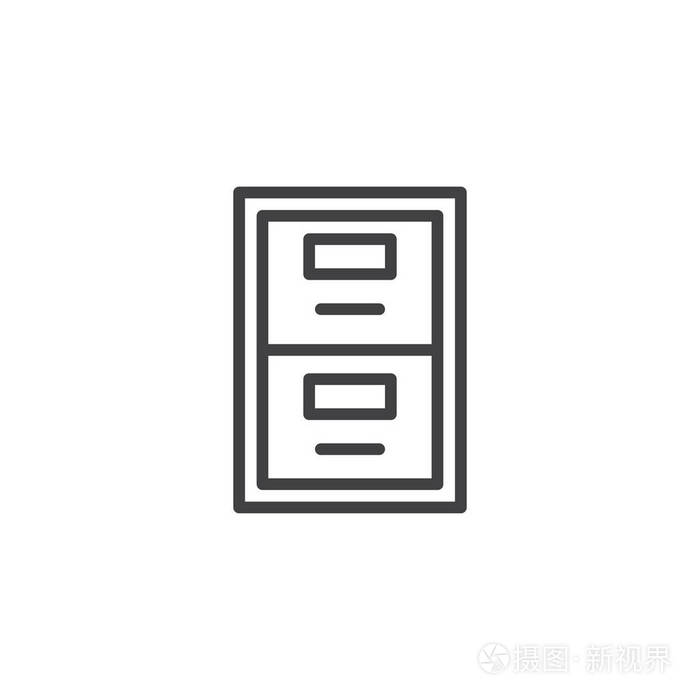 档案盒线图标,轮廓矢量标志,线式象形孤立于白色上.符号,标志插图.