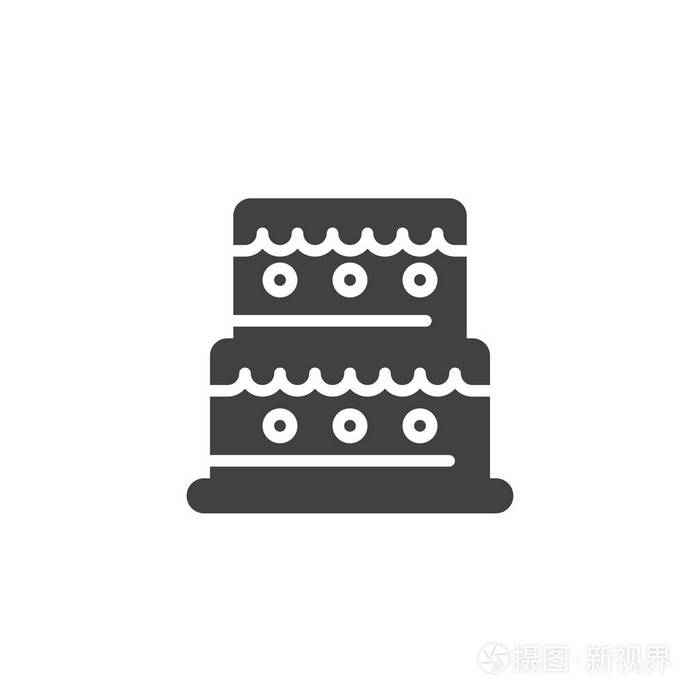 生日蛋糕图标矢量,填充平标,实心象形孤立在白色上.符号,标志插图.