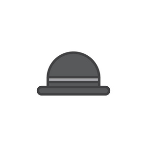 s hat bowler filled outline icon, line vector sign, linear color