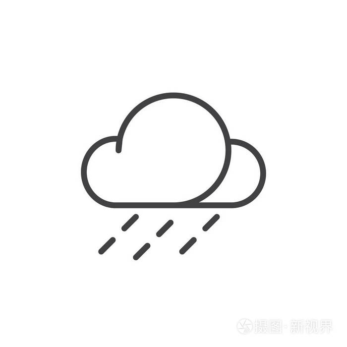 雨线图标,轮廓矢量符号,线性样式象形孤立在白色上.符号,标志插图.