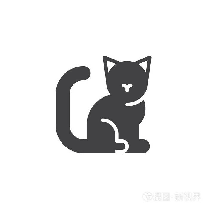 猫图标矢量,填充平标,固体象形孤立在白色上.符号,标志插图.