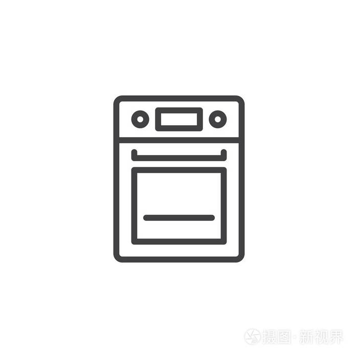 烤箱线图标轮廓矢量符号线性风格象形文字隔离在白色上.