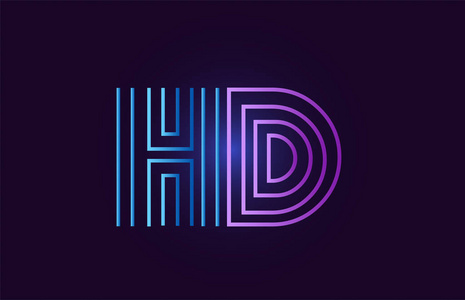 HDHD线蓝粉红色字母组合设计，渐变颜色适合作为公司或企业的标志