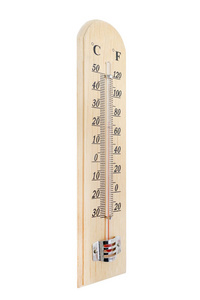 温度计是用木头制成的，用来在白色背景下测量室温