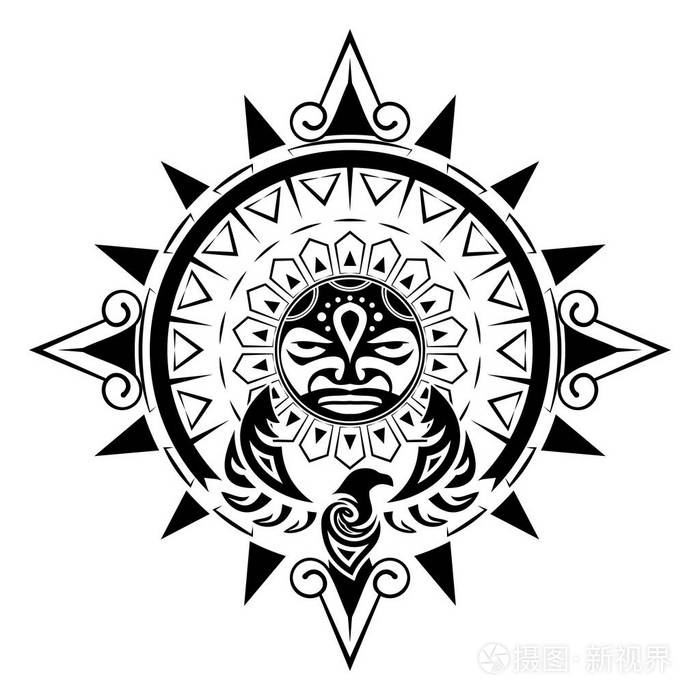 波利尼西亚纹身. 毛利的模式. 新西兰土著人的艺术. 黑色部落纹身.