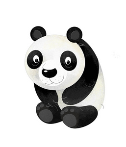 儿童白色背景插图中带有熊猫熊的卡通场景