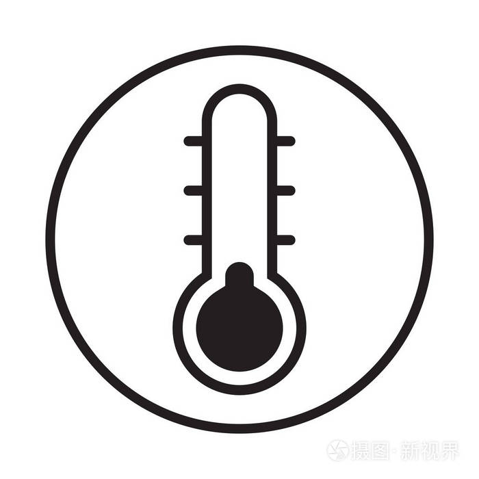 温度计图标在圆圈线隔离在白色背景上. 矢量标志性插图