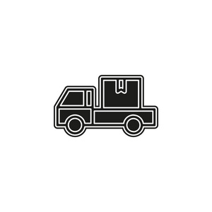 送货卡车图标运输符号免费送货标志。 平面象形文字简单图标