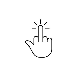 手指手势，手轻击，持有三个轮廓图标。 网站简单图标元素。 在白色背景上设计和开发的标志和符号收集图标