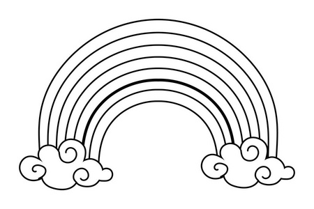 彩虹和云彩卡通矢量插图图形设计
