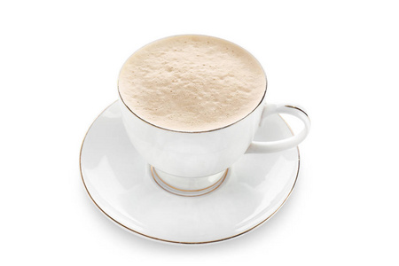 白色背景热咖啡杯