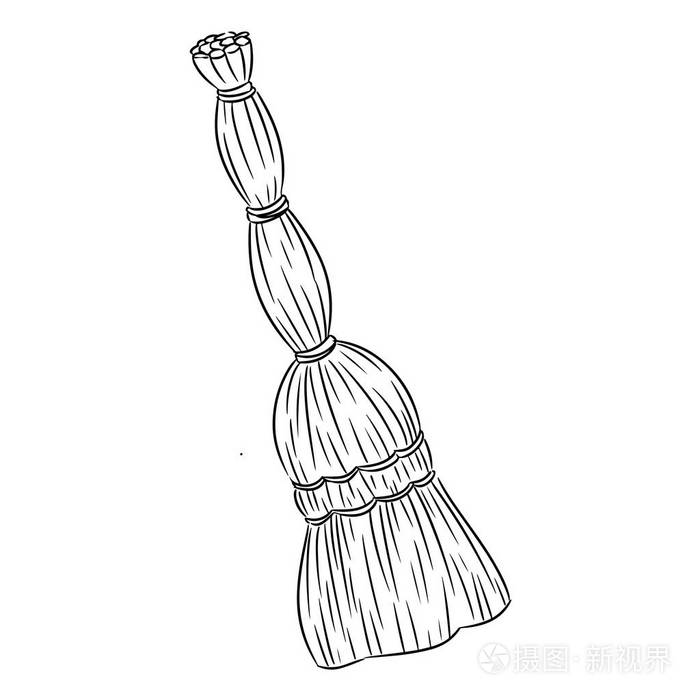 有机扫把素描涂鸦 手绘矢量图像
