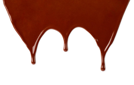 巧克力糖浆在白色背景上泄漏