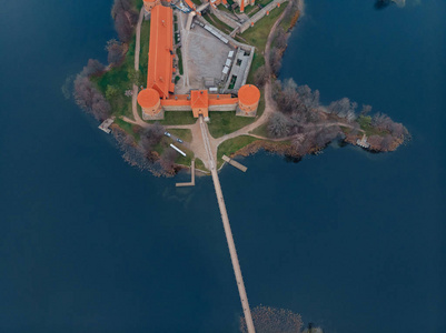 特拉凯城堡空中无人机观看立陶宛