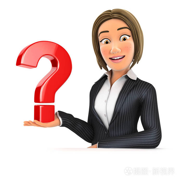 3位商务女性,以独立的白色背景呈现问号插图照片-正版商用图片18nncs