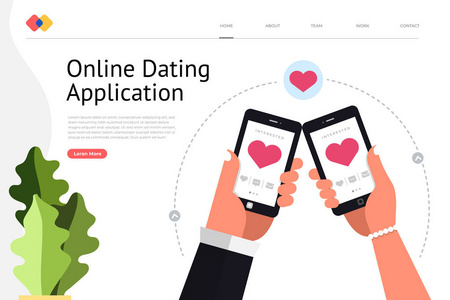 模拟登陆页面网站通过手持移动聊天和男女之间的社会活动关系来实现在线约会应用。 矢量说明。