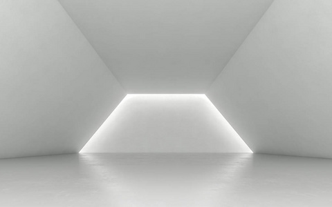 空白室内混凝土墙与光。 3D渲染