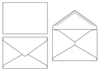 一组空白信封。用于设计的矢量信封模板