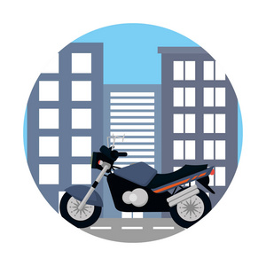 交通概念摩托车卡通矢量图平面设计