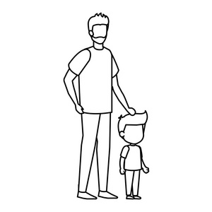 父亲与儿子角色矢量插图设计图片