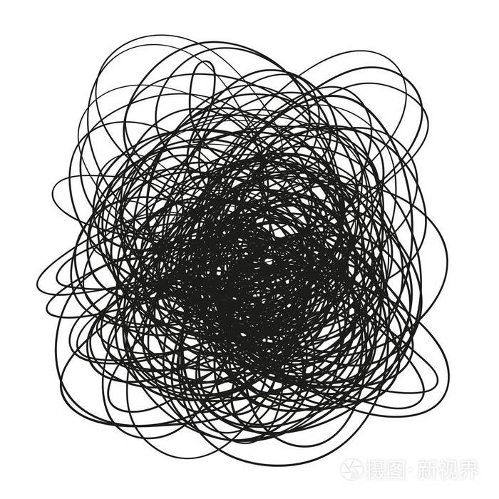 随机的混沌线.手工绘制的恐龙涂鸦.黑白插图.带线条的背景.通用模式.