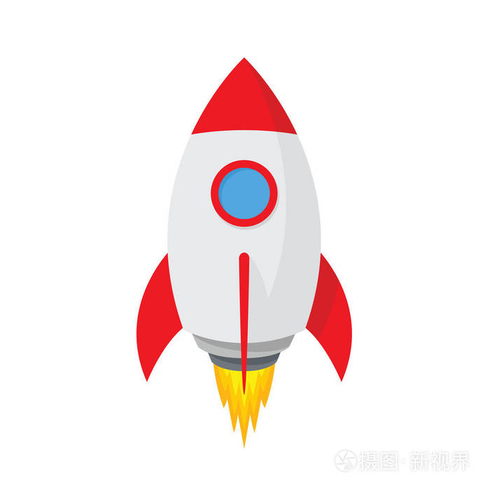 卡通火箭太空船. 简单的宇宙飞船图标股票矢量.