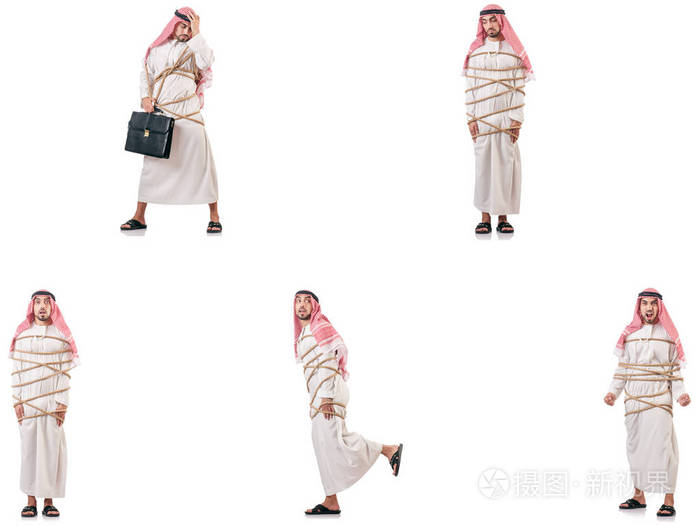 用绳子绑起来的阿拉伯人