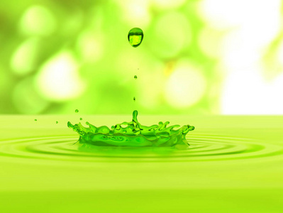 水滴和波浪反射绿色