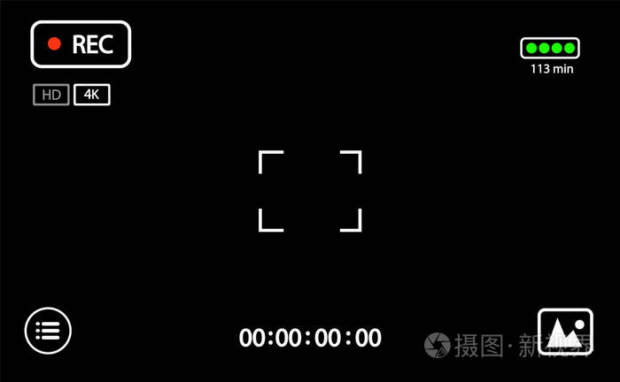 带数字对焦和曝光设置的相机 rec 界面取景器