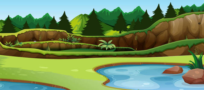 一个简单的湖景插图