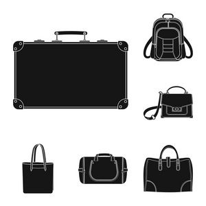 手提箱和行李图标的矢量设计。收集手提箱和旅行股票符号的网站