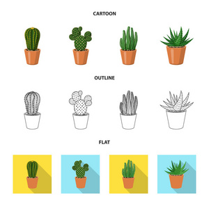 仙人掌和壶象征的向量例证。仙人掌和仙人掌种群的采集矢量图解