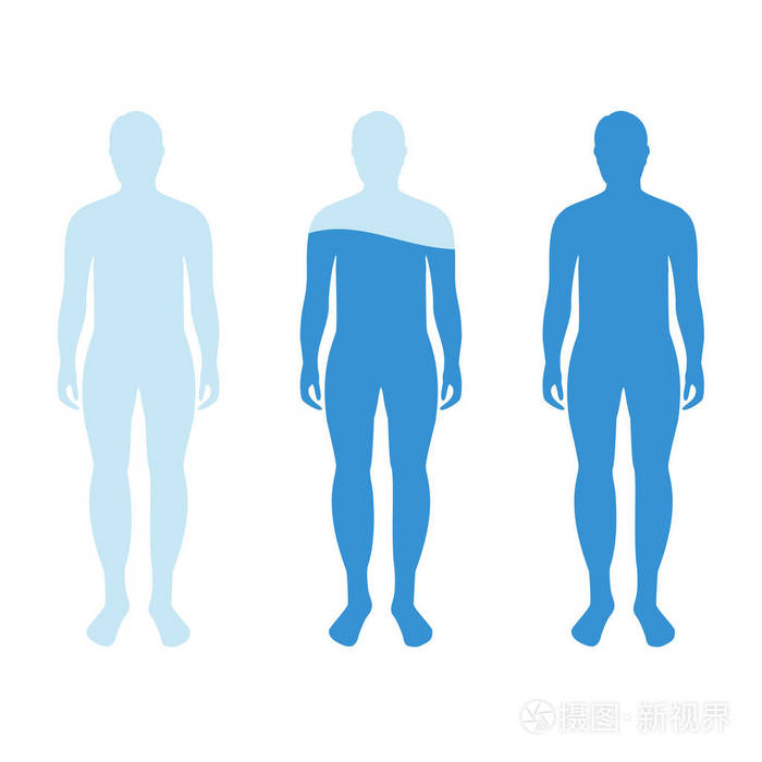 显示人体水分百分比水平的信息图表.光栅插图水平衡.