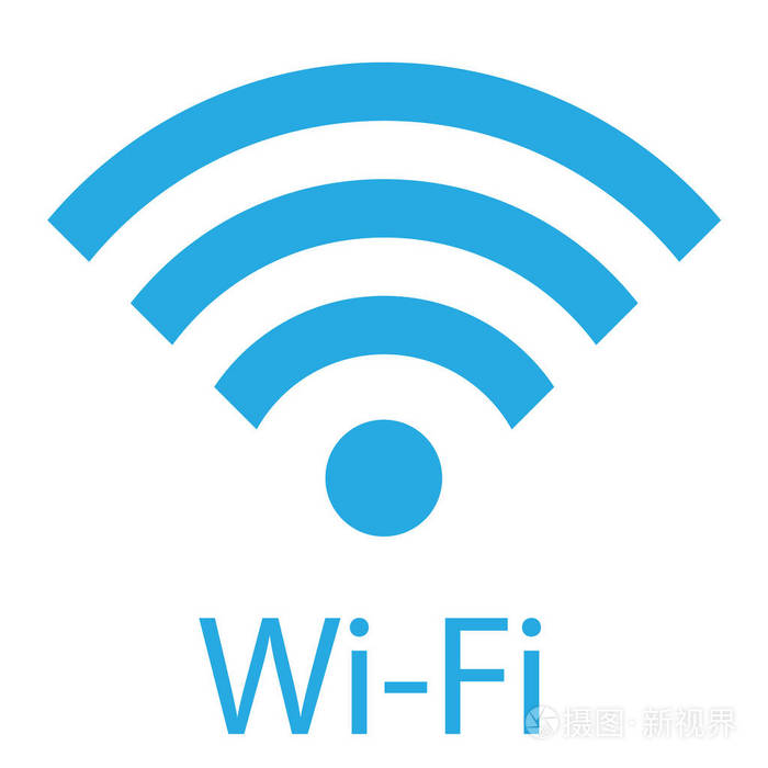 光栅插图平面设计蓝色无线图标.wi-fi符号,标志.wifi