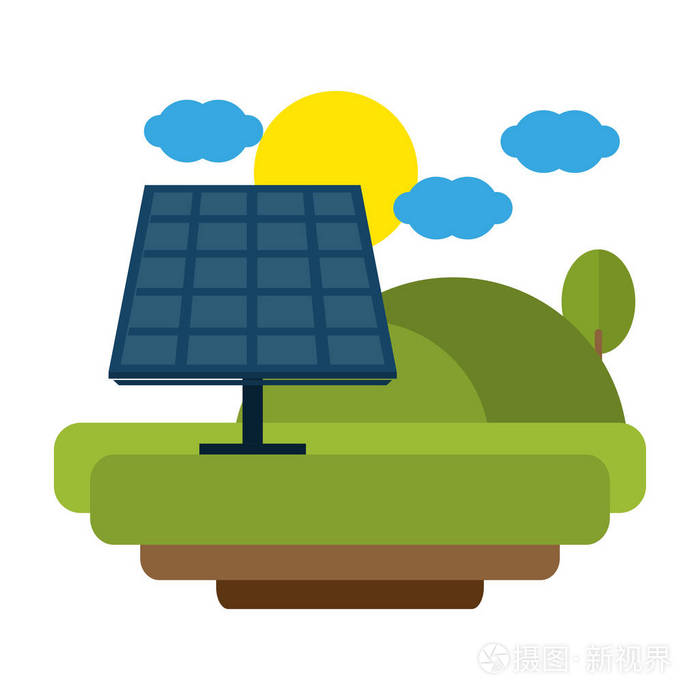 自然景观中的太阳能电池板