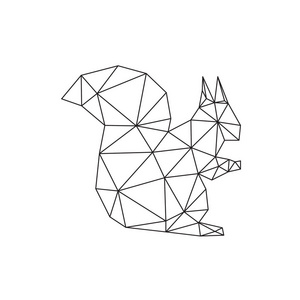 动物低保利标志图标符号三角几何松鼠多边形