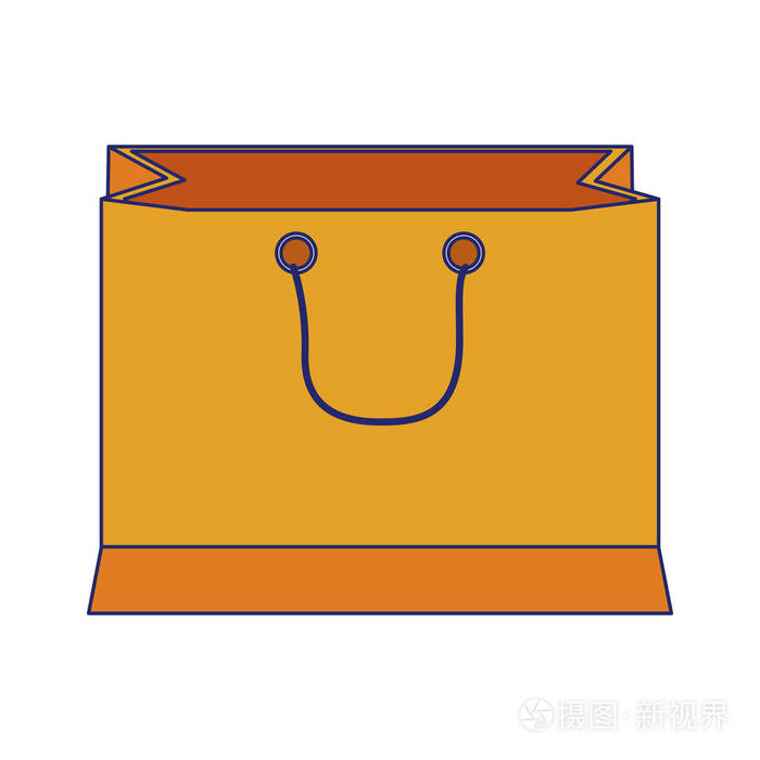 购物袋卡通符号蓝色线