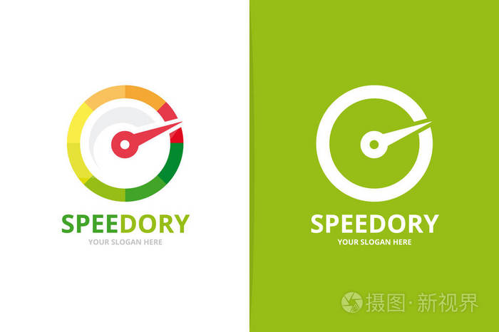 矢量速度计标志组合.独特的 speedo 标识设计模板