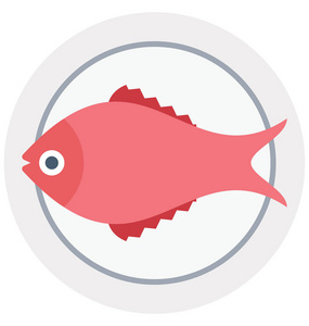 鱼烤鱼隔离颜色矢量图标，可以很容易地修改或编辑。
