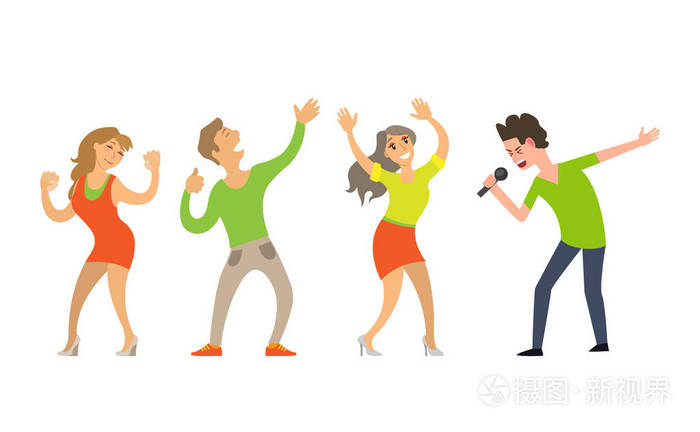 人们跳舞 唱歌人物艺术家向量