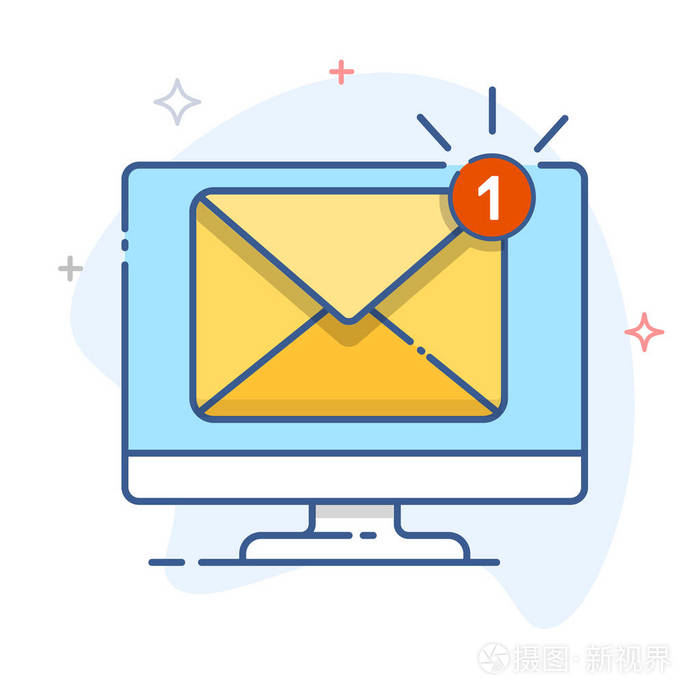 桌面屏幕图标上的新消息新电子邮件通知.